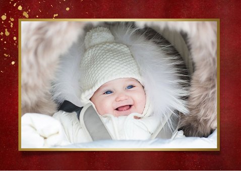 Stijlvolle Sinterklaaskaart met rode achtergrond en 3 foto's 2