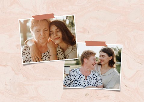 Stijlvolle tegoedbon moederdagkaart met roze marmer 2