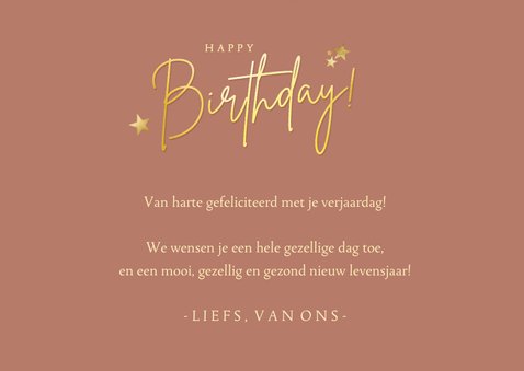 Stijlvolle trendy verjaardagskaart art-deco roze met goud 3