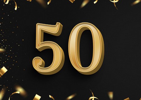 Stijlvolle uitnodiging 2 foto's goud cheers to 50 years 2