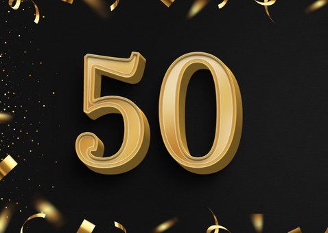 Stijlvolle uitnodiging 2 foto's goud cheers to 50 years  2