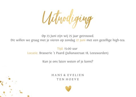Stijlvolle uitnodiging huwelijksjubileum met 3 foto's 3