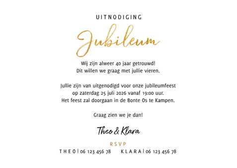 Stijlvolle uitnodiging jubileum met fotocollage 3