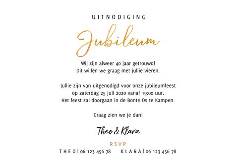 Stijlvolle uitnodiging jubileum met fotocollage 3