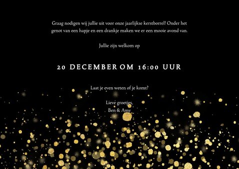 Stijlvolle uitnodiging kerstborrel met confetti 3