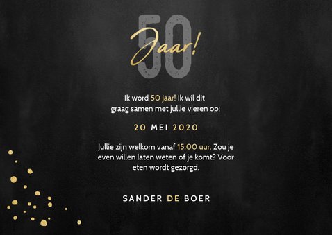 Stijlvolle uitnodiging verjaardag 50 jaar foto's en spetters 3