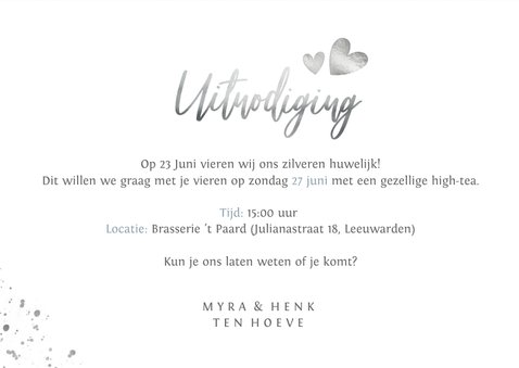 Stijlvolle uitnodiging zilveren huwelijksjubileum - 25 jaar 3