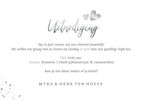 Stijlvolle uitnodiging zilveren huwelijksjubileum - 25 jaar 3