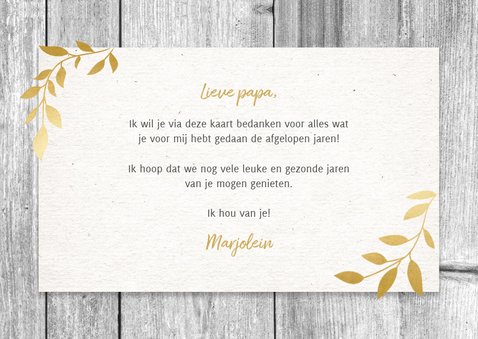 Stijlvolle vaderdag kaart net hout, gouden plantjes & foto's 3