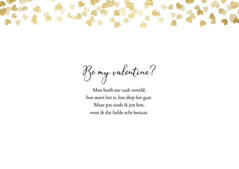 Stijlvolle valentijnskaart met foto's en gouden hartjes 2