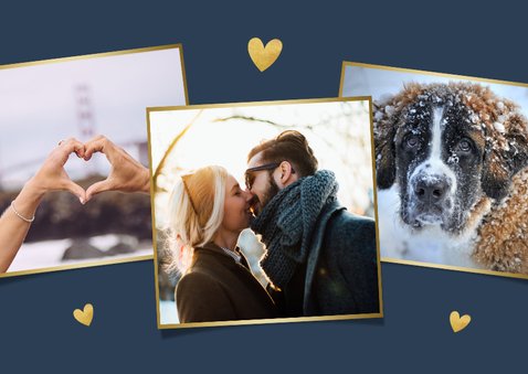 Stijlvolle valentijnskaart met grote foto en I Love you 2