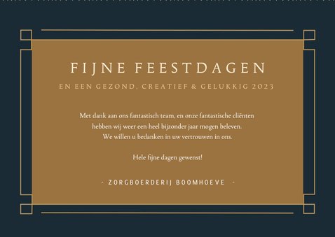 Stijlvolle zakelijke kerstkaart art-deco met 3 foto's 3