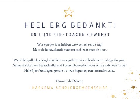 Stijlvolle zakelijke kerstkaart bedankkaart medewerkers 3