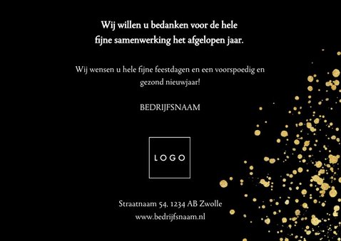 Stijlvolle zakelijke kerstkaart met gouden spetters 3