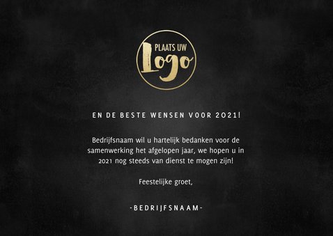 Stijlvolle zakelijke nieuwjaarskaart gouden spetters en 2021 3