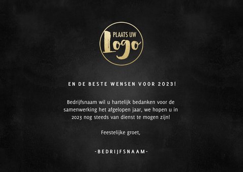 Stijlvolle zakelijke nieuwjaarskaart gouden spetters en 2023 3