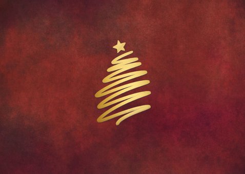 Stijlvolle zakelijke rode kerstkaart met goudlook kerstboom 2