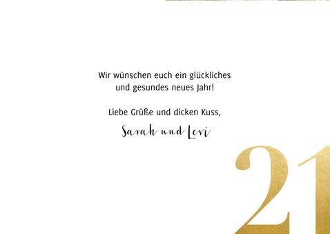 Stilvolle Neujahrskarte mit großem Foto und 2021 3