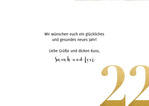 Stilvolle Neujahrskarte mit großem Foto und 2022 3