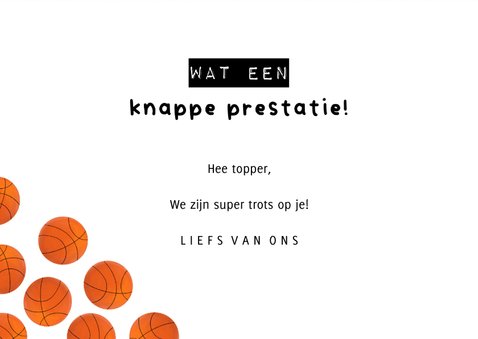 Stoere felicitatiekaart jongen basketbal prestatie 3