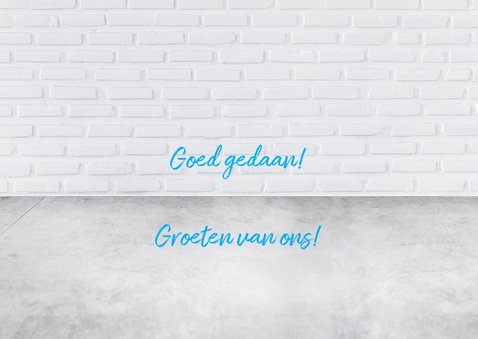 Stoere industriële gefeliciKaart met blauwe Neon letters 3