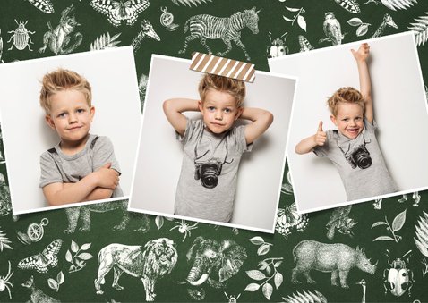 Stoere jungle verjaardagskaart met foto voor een jongen 2