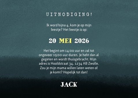 Stoere kinderfeestje kaart brandweerauto, foto en leeftijd 3