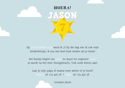 Stoere uitnodiging kinderfeestje met cowboythema 2
