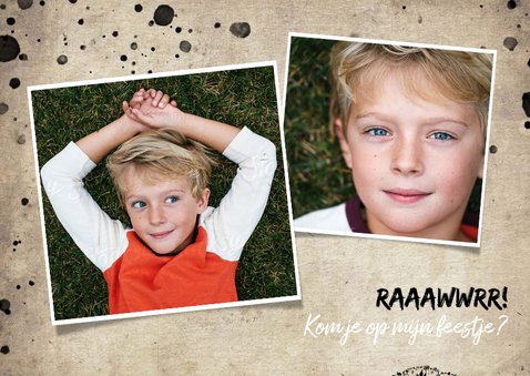 Stoere uitnodiging kinderfeestje met leeuw en spetters 2