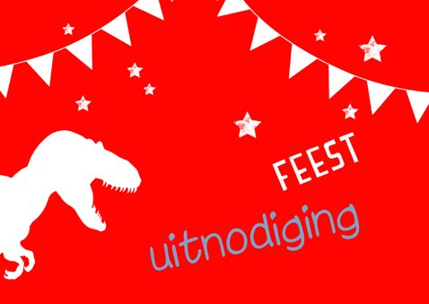 Stoere uitnodiging met silhouet van dino 2