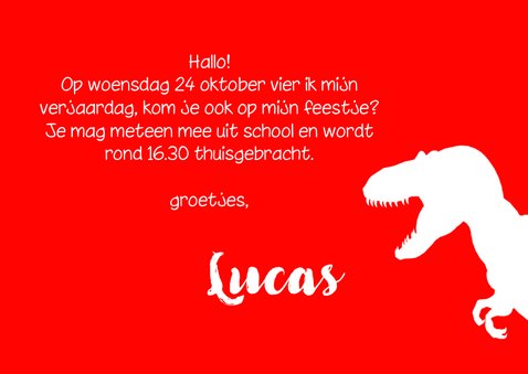 Stoere uitnodiging met silhouet van dino 3