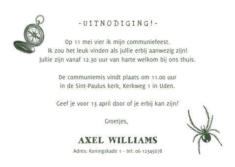 Stoere uitnodiging voor een communie jungle survival 3