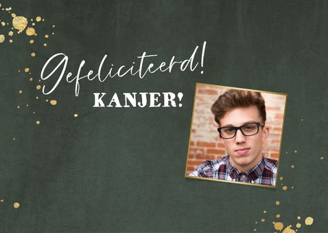 Stoere verjaardagskaart met jaartal in goud en watercolour 2