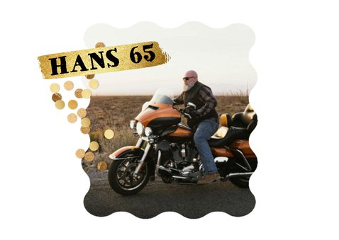 Stoere verjaardagskaart motor oldtimer confetti goud foto 2