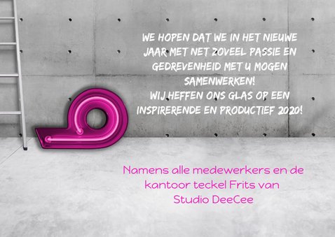 Stoere zakelijke 'Happy 2020' met neon en eigen logo 3