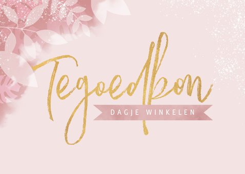 Tegoedbon met plantjes, spetters & typografie 2