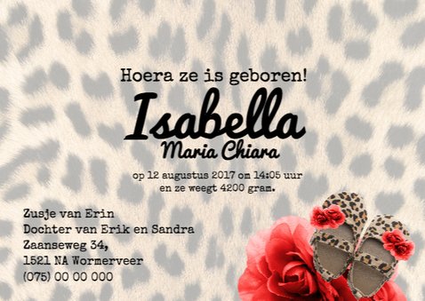 Tijgerprint geboortekaartje 3