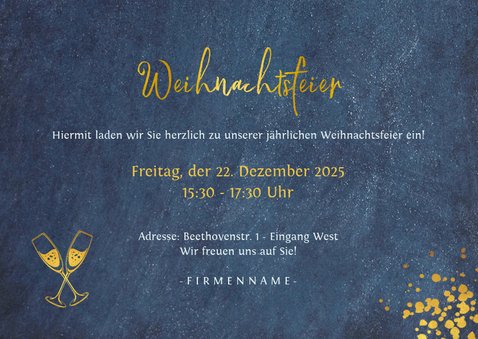Trendy Einladung zur Weihnachtsfeier mit Goldschrift 3