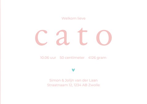 Trendy geboortekaartje met turquoise roze overgang  3