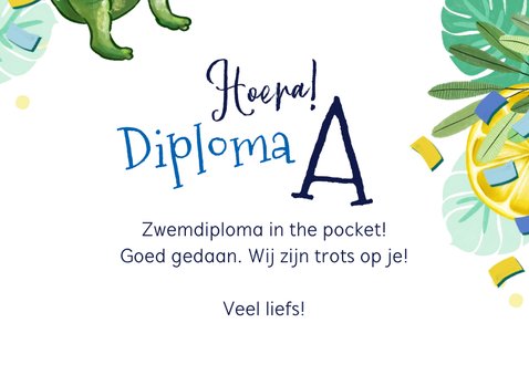 Trendy geslaagd kaart diploma tropisch dino foto 3