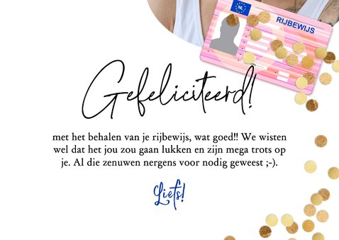 Trendy geslaagd kaart rijbewijs confetti goud 3