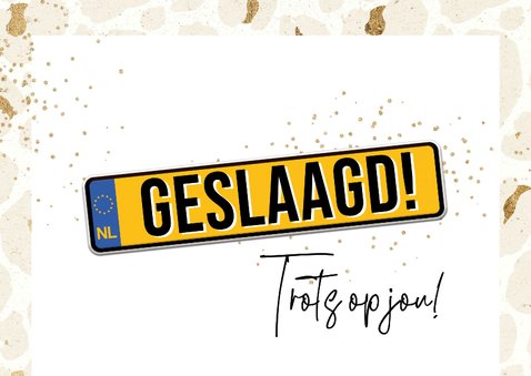 Trendy geslaagd kaart rijbewijs you did it panterprint goud  2