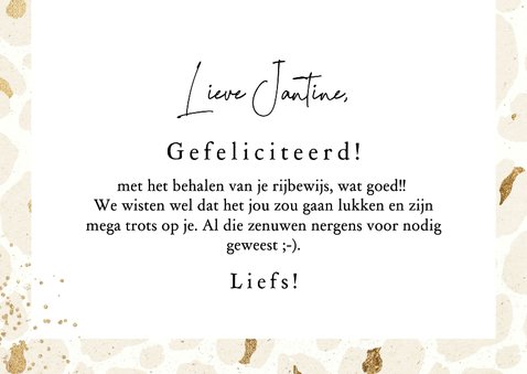 Trendy geslaagd kaart rijbewijs you did it panterprint goud  3