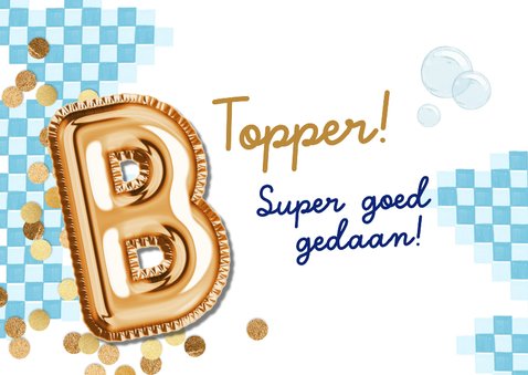 Trendy geslaagdkaart zwemdiploma B foto folieballon goud 2