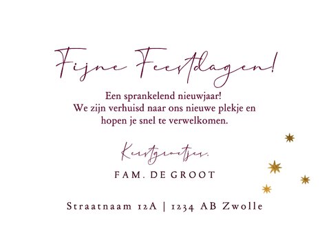 Trendy kerstkaart fotocollage merry new home sleutel sterren 3