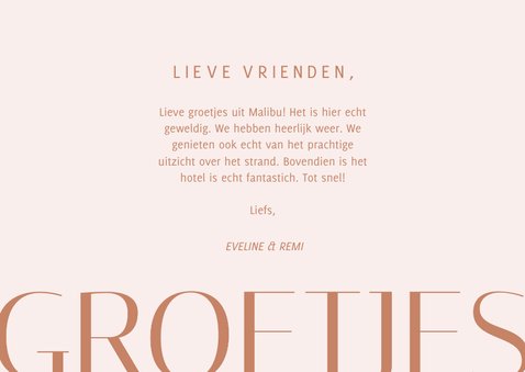 Trendy vakantie fotokaart met bogen in aardetinten groetjes 3