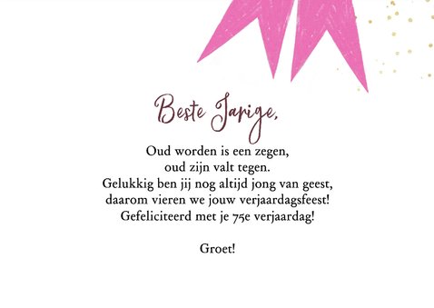 Trendy verjaardagskaart jaartal goud vijfenzeventing vaandel 3