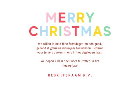 Trendy zakelijke kerstkaart met regenboog typografie 3