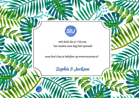 Tropisch bedankkaartje Trouwen 3