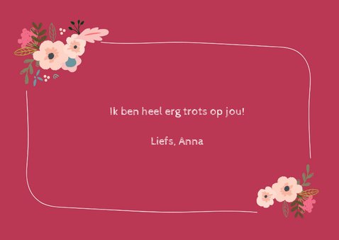 Trots op jou kaart met mooie fleurige bloemen 3